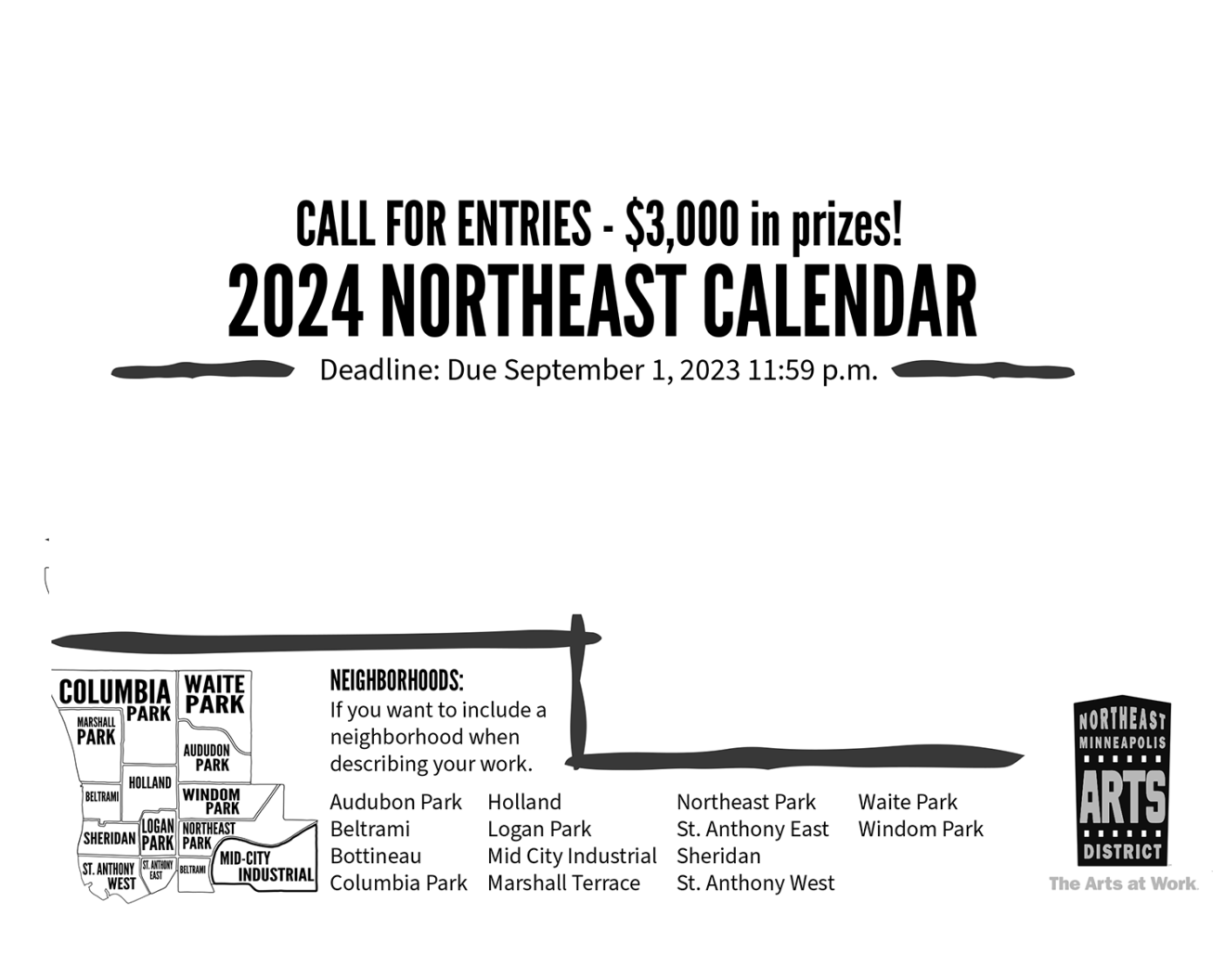 Call for Art - Northeast Calendar - due September 1, 2023