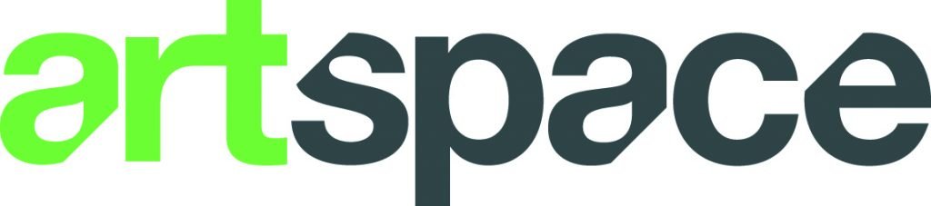 Artspace logo with the word art in lime green and space in dark gray.