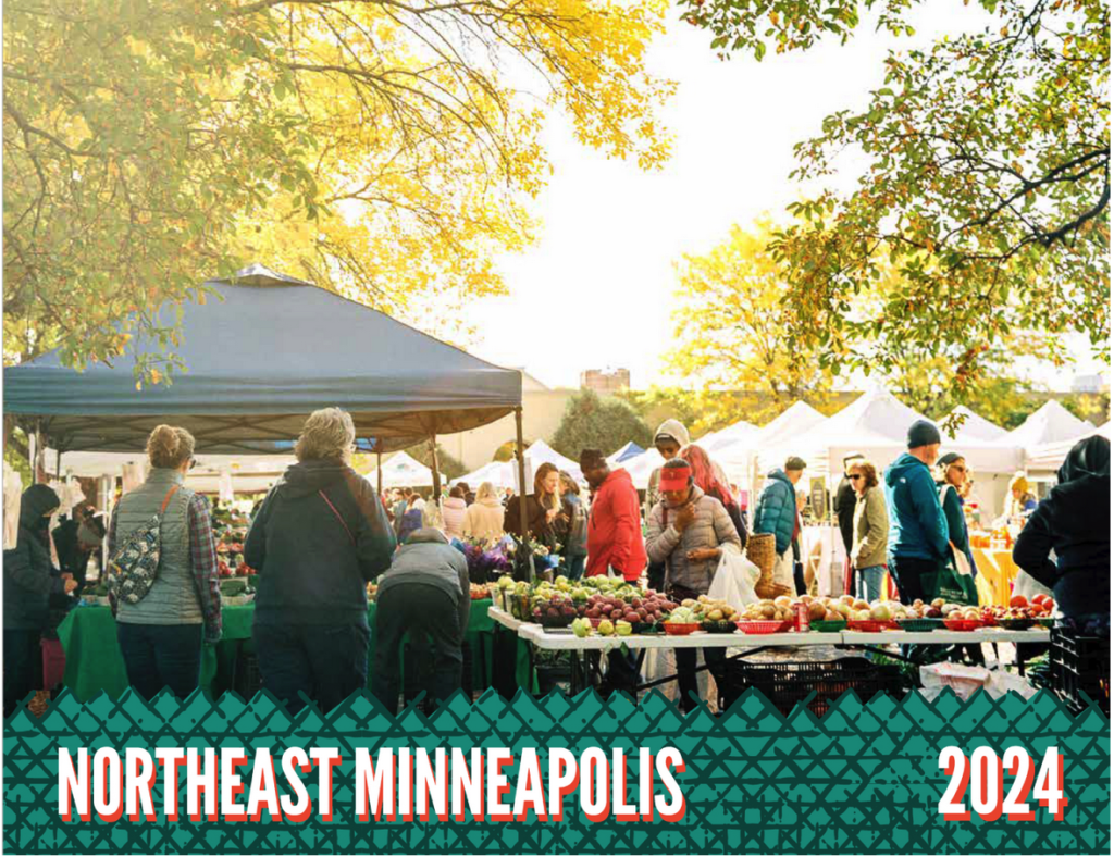 Shoppers browse a variety of produce at an outdoor farmers market in Northeast Minneapolis in 2024.