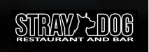 Logo for Stray Dog Restaurant and Bar featuring the silhouette of a dog head in the letter O.