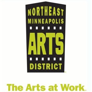 Logo for the Northeast Minneapolis Arts District featuring the text Northeast Minneapolis Arts District and the tagline The Arts at Work.
